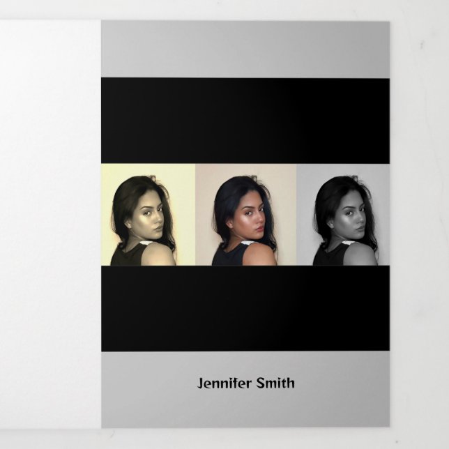 Classy Grey Modern Artist Overview Tri-Fold Card (Cover)