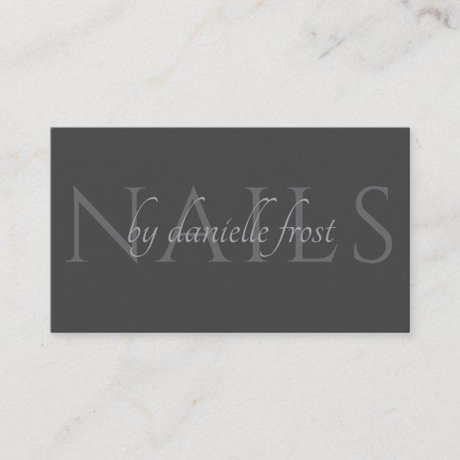 Classy Grey Modern Nail Tech Business Card (Front)