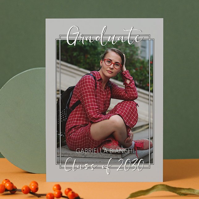Classy Grey White Minimalist Graduation Announcement (Creator Uploaded)