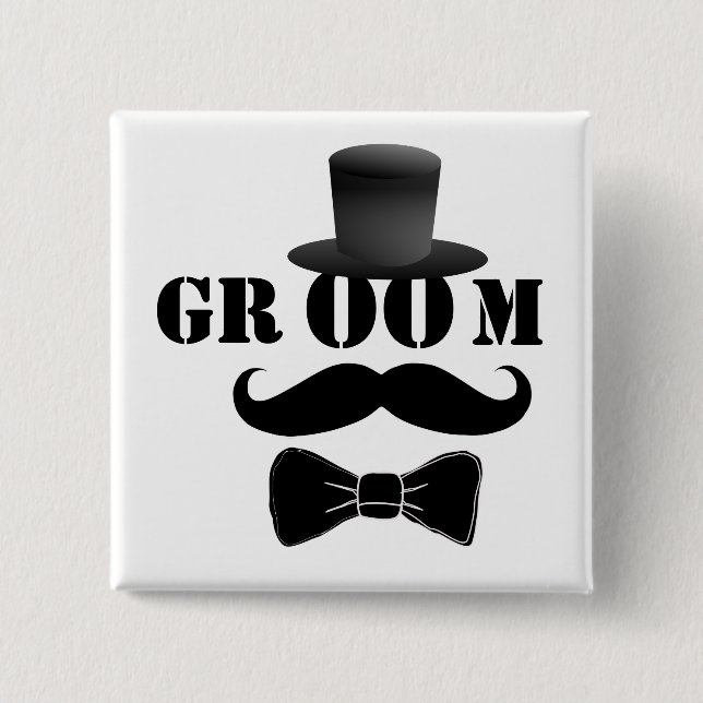 Classy Groom 15 Cm Square Badge (Front)