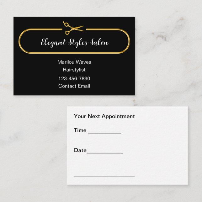Classy Hair Salon Appointment Business Cards (Front/Back)