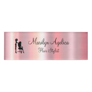 Classy Hair Stylist Rose Gold Name Tag