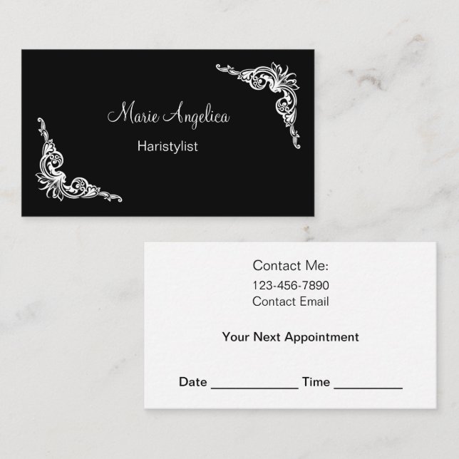 Classy Hairstylist Appointment Business Cards New (Front/Back)