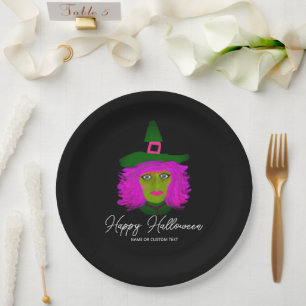 Classy Halloween Glam Witch Party Personalised Paper Plate