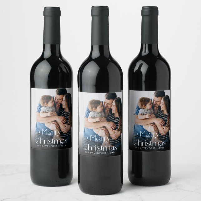 Classy Hand Written Christmas Wine Gift Wine Label (Bottles)