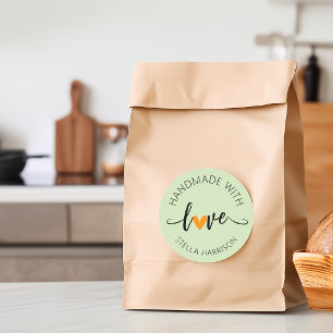Classy Handmade With Love Personalised Classic Round Sticker