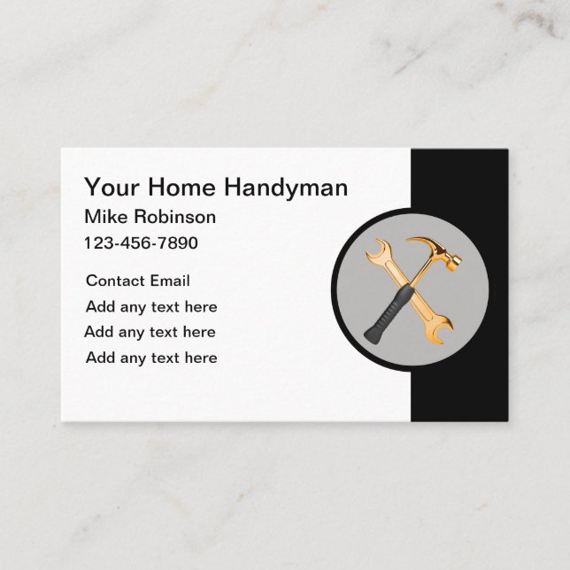 Classy Handyman Bold Business Cards (Front)