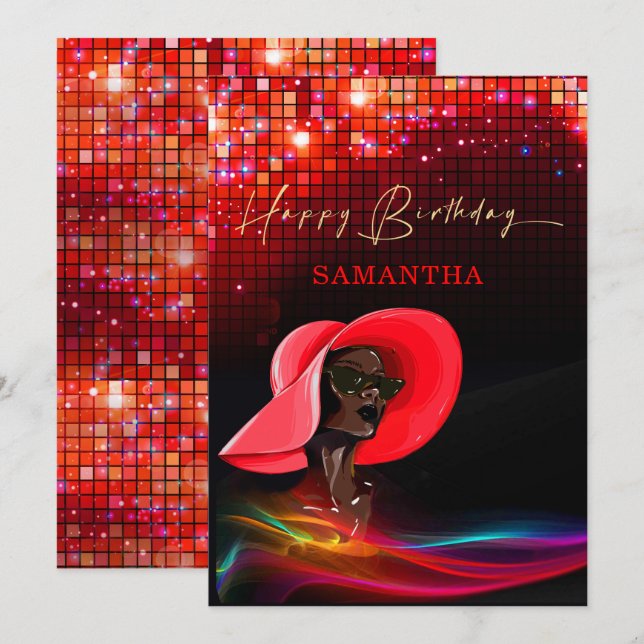 Classy Happy Birthday African American Woman Announcement (Front/Back)