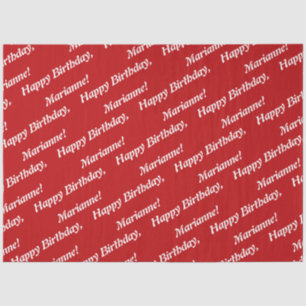 Classy Happy Birthday Name Red Tissue Paper