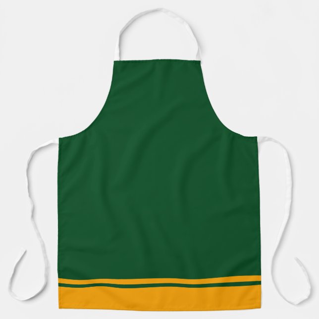 Classy Harvest Green Golden Orange Stripes Hem Apron (Front)