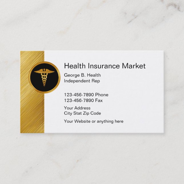Classy Health Insurance Business Cards (Front)