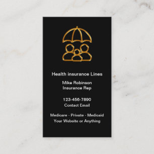 Classy Health Insurance Rep Business Cards