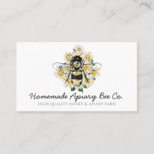 Classy Heart Daisy Flowers Apiary Honey Bee Business Card