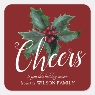 Classy Holly Thank You Stickers