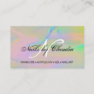 Classy holographic glitter elegant script busines business card