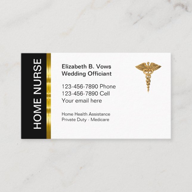 Classy Home Health Nurse Business Cards (Front)