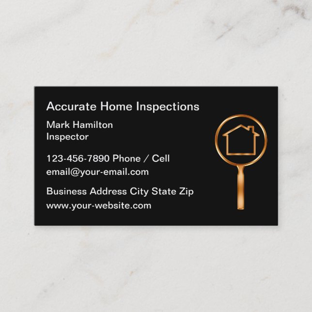 Classy Home Inspection And Appraisal  Business Card (Front)