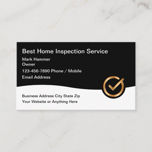 Classy Home Inspection Services Business Cards (Front)