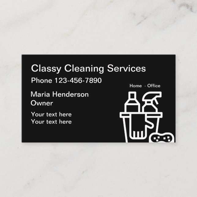 Classy Home or Office Cleaning Business Card (Front)