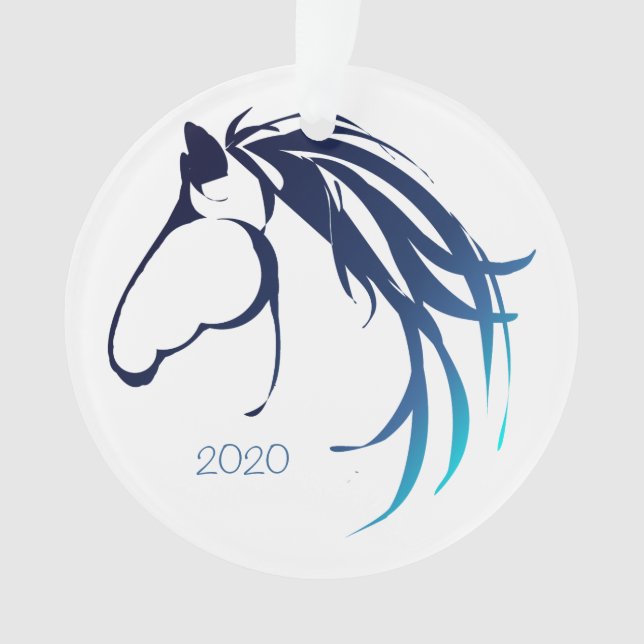 Classy Horse Head Logo Blue Shades for Christmas Ornament (Front)