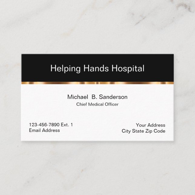 Classy Hospital Chief Medical Officer Business Card (Front)