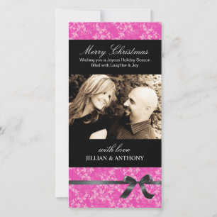 Classy Hot Pink Christmas Photo Card