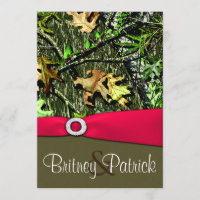 Classy Hot Pink Hunting Camo Wedding Invitations