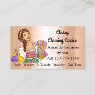 Classy House Cleaning Service Maid Glitter Girl Business Card
