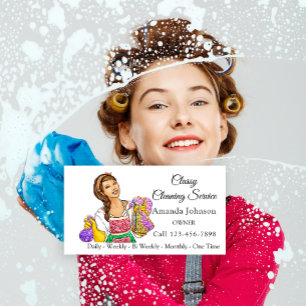 Classy House Cleaning Service Maid Glitter Girl Business Card