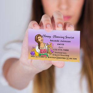 Classy House Cleaning Service Maid Purple Ombre Business Card