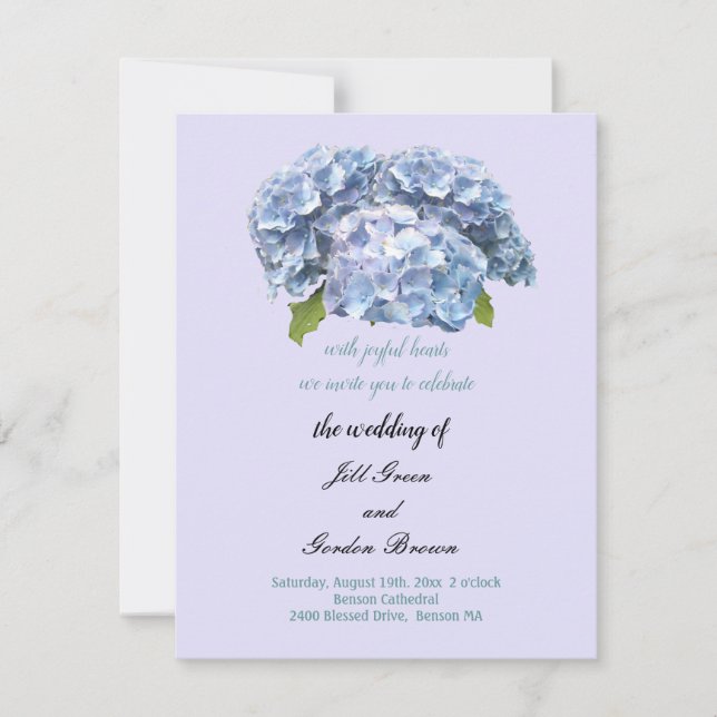 Classy Hydrangea Wedding Invitation (Front)