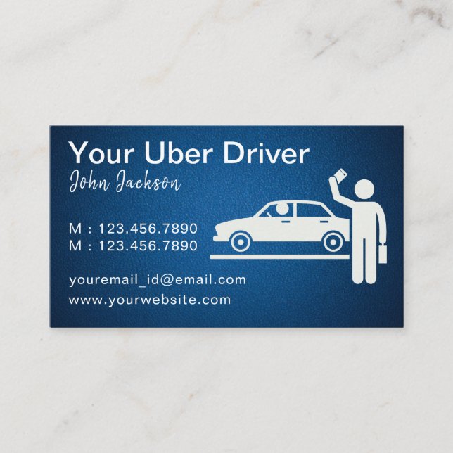 Classy Independant Uber Driver Business Cards (Front)