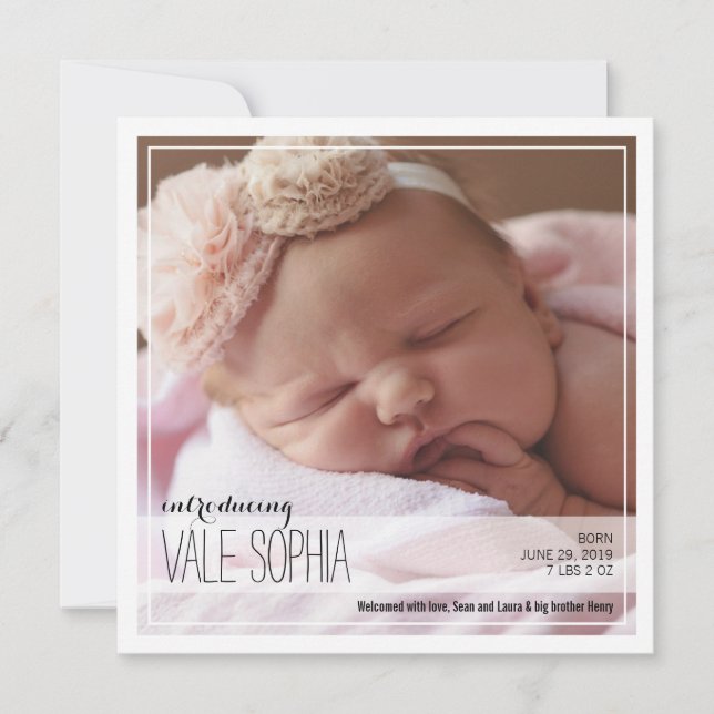 Classy Intro | Pink Baby Announcement (Front)