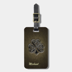 Classy  Irish lucky shamrock leather look Luggage Tag