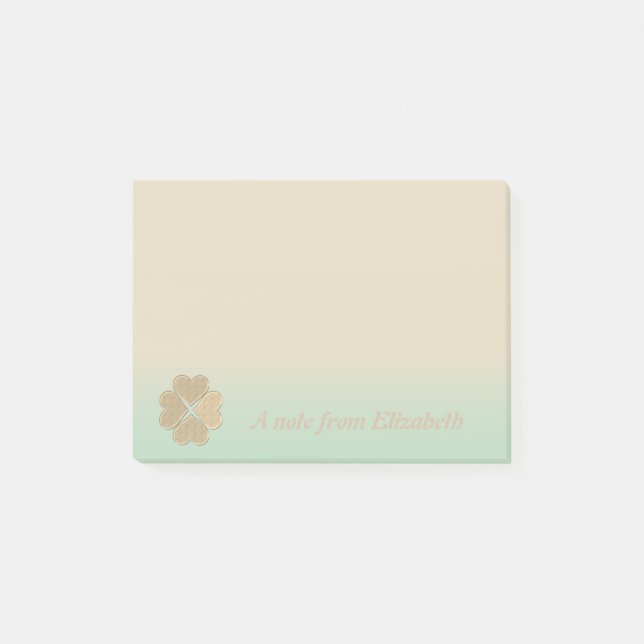 Classy Irish Lucky Shamrock-Personalised Post-it Notes (Front)