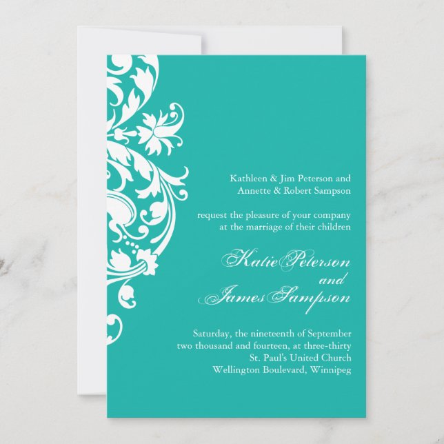 Classy Jade Wedding Invitations (Front)