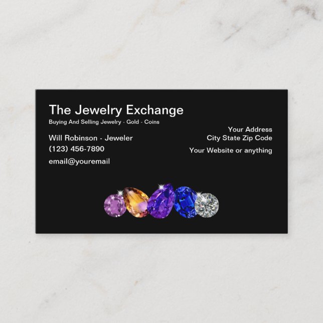 Classy Jeweler Retail Store Business Cards (Front)