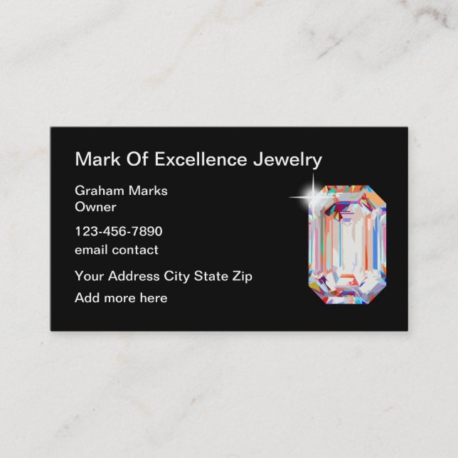 Classy Jewellery Bling Store Retail Business Card (Front)