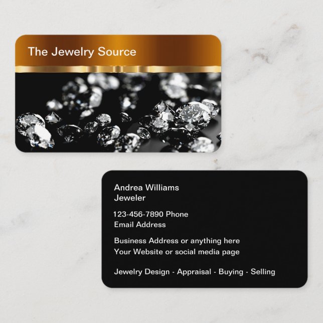 Classy Jewellery Designer Retail Store Business Card (Front/Back)