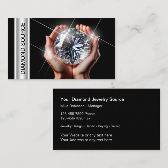Classy Jewellery Diamond Jewels Dealer Business Card (Front/Back)