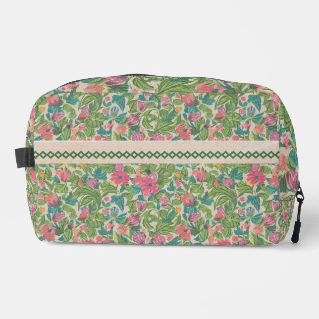 Classy kraft paper artwork Rustic botanical Green Dopp Kit (Front)