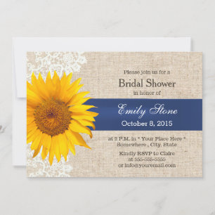 Classy Lace Sunflower & Burlap Bridal Shower Invitation