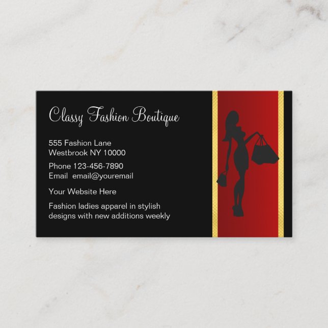Classy Ladies Fashion Boutique Professional Business Card (Front)