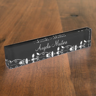 Classy Ladies Floral Monogram Executive Nameplate