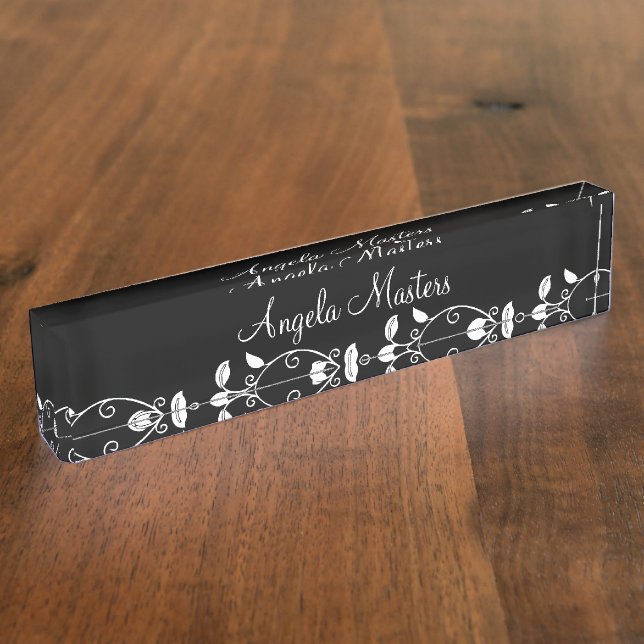 Classy Ladies Floral Monogram Executive  Nameplate (Side)