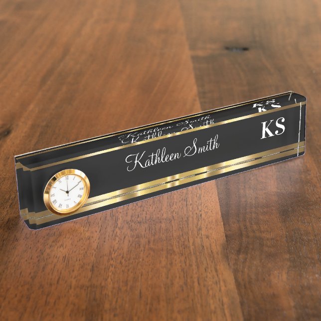 Classy Ladies Monogram Office Desk Name Plate (Side)
