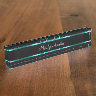 Classy Ladies Monogram Turquoise Design Elements Nameplate