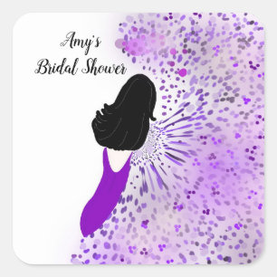 Classy Lady Bridal Shower Square Sticker