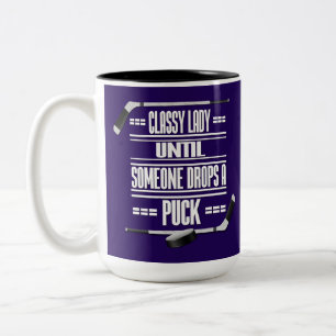 Classy Lady Hockey Humour Purple Two-Tone Coffee Mug