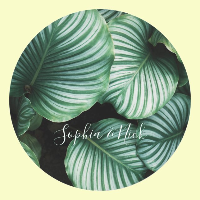 Classy Large Leaf Design, Names Classic Round Sticker (Creator Uploaded)